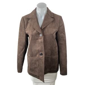 H&M Women's Brown Long Sleeve Button Up Notch Lapel Blazer Coat Jacket Size XS